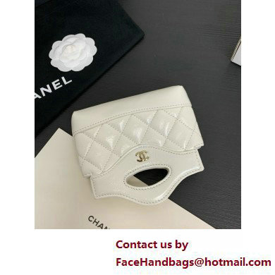 CHANEL Shiny Lambskin  &  Gold-Tone Metal Clutch with Chain AP3875 WHITE 2025